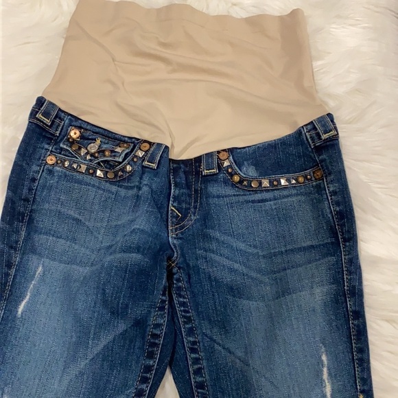 True Religion Studded Distressed Maternity Jeans - Picture 3 of 8